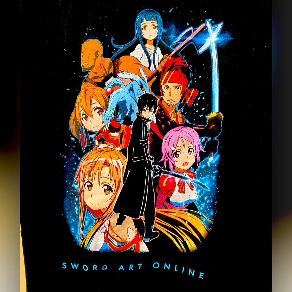Sword Art Online Anime Merch Black T Shirt, Unisex, Size S